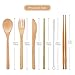 2 Set Bamboo Travel Utensils Cutlery Set with Cotton Pouch,Spoons Forks Knives Chopsticks Straws and Clean Brushes, Camping Bamboo Flatware Set