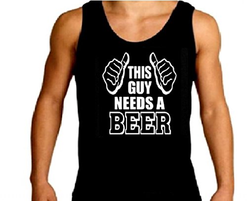 This Guy Needs A Beer Funny Drinking Men's Tank Top Black, Medium #TOP19