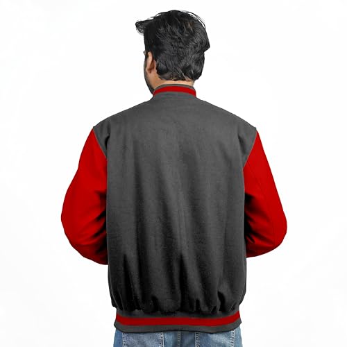 Image of Men's Fashion Varsity Jacket Causal Slim Fit Wool Letterman Baseball Bomber Jackets