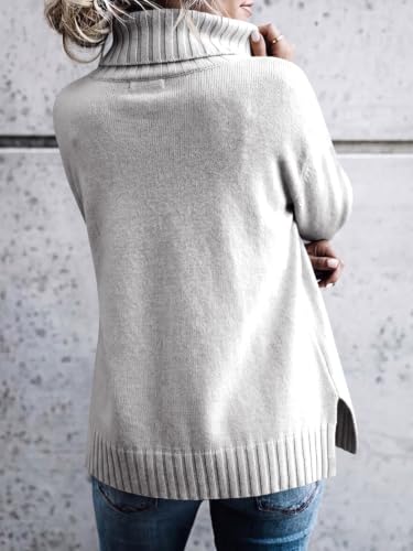Image of FISACE Womens Oversized Turtleneck Pullover Sweater Cable Knit Sweater Tops