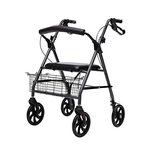 UWYTGF Folding Rollator Rollator for Elderly People and Wheelchair Model Colon Foldable Brakes On The Handles Adjustable Height Basket and Seat Walker Disabled Aids