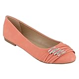  stiefelparadies Klassische Damen Strass Ballerinas Elegante Slipper Übergrößen Metallic Glitzer Flats Schuhe 141941 Coral 40 Flandell
