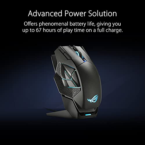 ASUS ROG Spatha X Wireless Gaming Mouse – MMO/MOBA Design, 12 Programmable Buttons, Right-Handed, 168g, Dual-Mode (Wired/2.4GHz), 19K DPI, up to 67Hr Battery, Magnetic Charging Dock, PC/Mac Support by Asus - Image 6