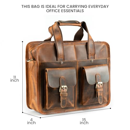 Handmade World Leather Laptop Briefcase Messenger Bag For Men Women 'Arthur Travel' Fits 15 Inch Computer Crossbody Satchel Bag For Office Work2