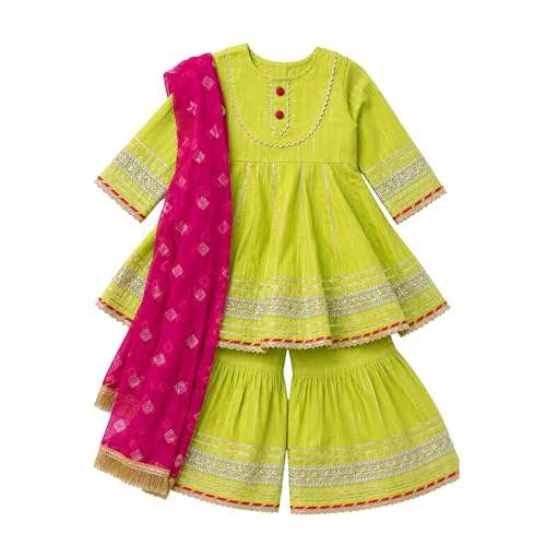 Image of LITTLE GINNIE Girls Kurta Sharara Set | Traditional Ethnic Wear for Kids