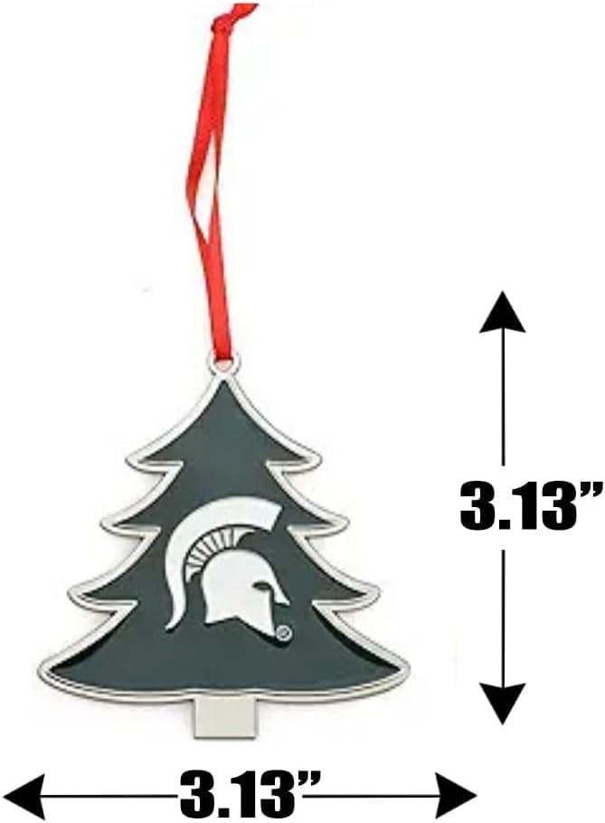 Michigan State Spartans Tree Shaped Metal Christmas Ornament - Image 2