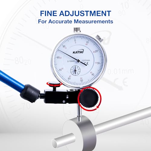 KATSU Messuhr mit Magnetfuß und 22 Stück Anzeigepunkt-Kit, DTI 0–10mm 0.01mmHochpräzisions-Messwerkzeug 401118