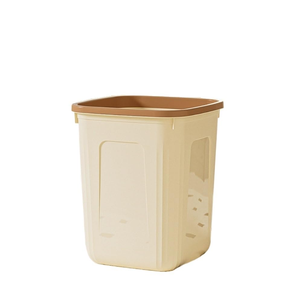 Space-Saving Trash Can for Small Spaces, Square with Lid & Compact, Multi-Scene Use(Cream Yellow Extra Large)