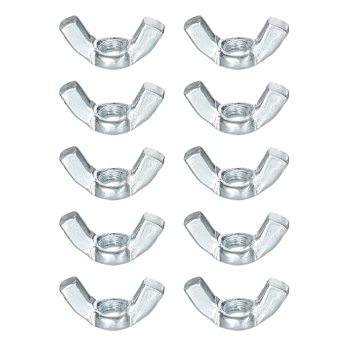 sourcing map #10-32 Wing Nut 10 Pcs, Carbon Steel Butterfly Wing Nuts Fasteners Parts Hand Twist Tighten Wing Nuts for Machinery Electronic Equipment DIY, White