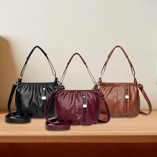 Image of CALANDIS Hobo Bag for Women PU Leather Casual Large Capacity Lightweight Shoulder Bag Brown | Womens Handbags & Bags