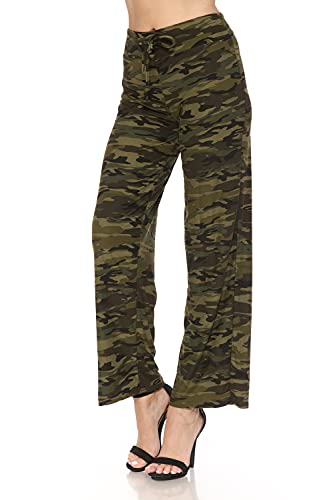 Image of Leggings Depot Women's Wide Leg Drawstring Pajama Pants for Lounge, Sleep | Soft, Breathable Poly-Span, Drawstring Waist, Comfy, Casual, Yoga, Everyday
