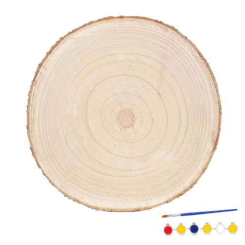 Holzscheiben – 26–30cm Paulownia Holzscheibe mit Rinde, 1 Stück...