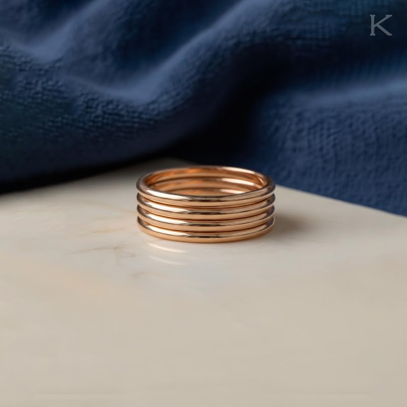 Image of Kisna Diamond & Gold Jewellery 18KT (750) Rose Gold For Women|Real Gold Band|Gold Band Women|Stylish & Simple Daily Wear Gold Band|Gift for Her, Birthday, Anniversary|Auric Line Gold Band S16