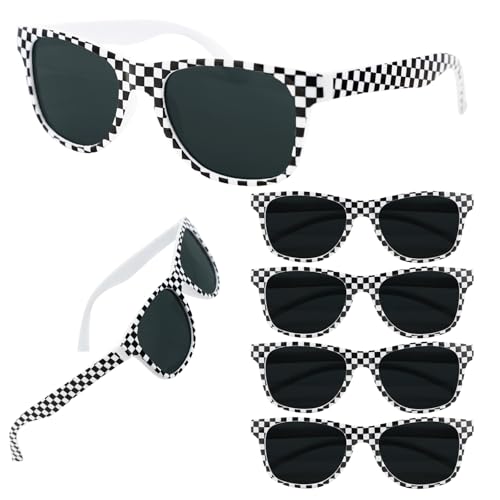 30 Pack Race Car Sunglasses for Kids Party Favors, Checkered