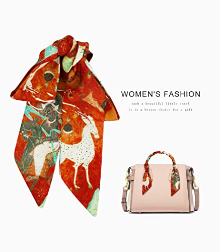 Women's Chinese Classic Style Printed Slim Bandeau Neckerchief Hair Tie Handbag Handle Ribbon Skinny Scarf2