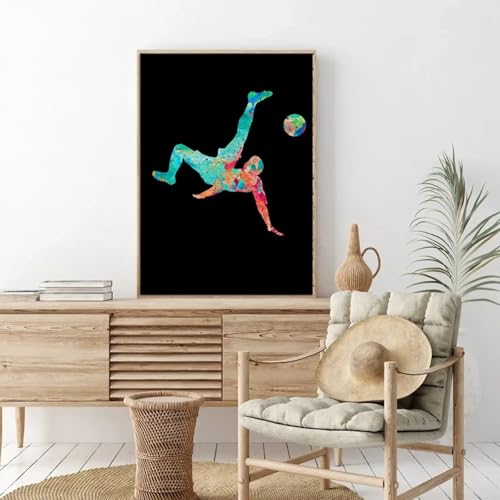 Affiches impressions art mural football aquarelle 40x60cm cadre