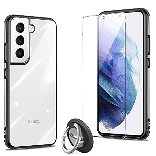 Samsung Galaxy S21 ケース黒 半透明 薄型 シリコーン 京セラ ケース ガラスフィルム 日本旭硝子製 硬度9H 強化ガラス