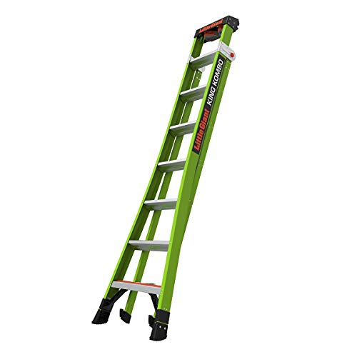 Little Giant Ladders, King Kombo, Industrial, 8 Ft. A Frame, 14 Ft. Extension, Ground Cue, V-bar, Fiberglass, Type 1AA, 375 lbs weight rating, (13814-071)