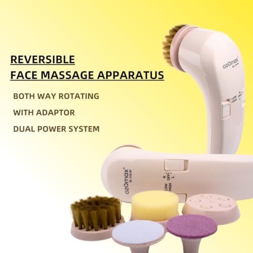 Image of Ozomax Reversible Face Handheld Massager Apparatus - Dual Direction Rotation for Personalized Facial Massage and Relaxation, Multicolour
