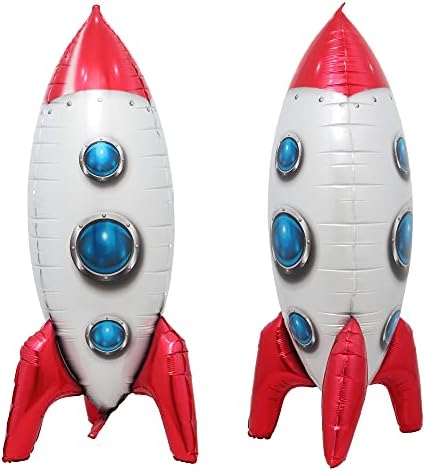 4D Rocket Helium Balloon Outer Space Foil Balloons Kids Toys Baby Shower Birthday Party Decorations Suppliers (4D Rocket Red)