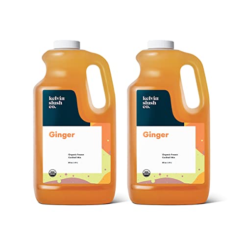 Kelvin Slush Co. â€“ Ginger â€“ Organic Frozen Cocktail & Slush Mix â€“ Award-Winning Slush Machine & Blender Mix, Bars, Restaurants, At Home (64 oz bottle) - 2 Pack