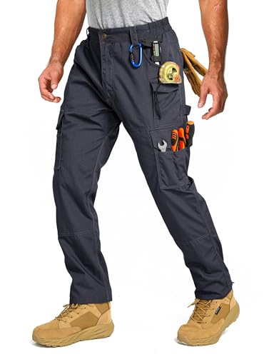 wantdo Men's Work Pants Stretch Flex Utility Cargo Tactical Pants for Men Lightweight Outdoor Hiking Pants
