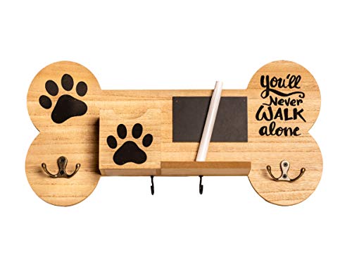 Emotiset hölzerne Wandaufhänger mit 6 Haken Ideal für hängende Leinen und Zubehör für Ihren Hund oder Pet.Customizable mit Chalkboard enthält Kreide marker.Gift Tierliebhaber.