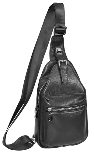 Sac à bandoulière en cuir véritable noir de qualité supérieure pour homme chic