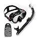 Dive Energy 2019 Adult Dry Snorkel Set with Adjustable Dual Strap - Enjoy Swimming, Snorkeling, Scuba Diving with Anti-Fog Tempered Glass Mask and No Leaks Dry Top Snorkel with Silicon Mouth Piece