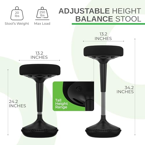 Image of Wobble Stool Standing Desk Chair, Flexible Seating Adjustable Office Ergonomic Desk Wobble Stool for Alternative Classroom Seating, Active ADHD Wiggle Chair