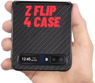 Ellular Galaxy Z Flip 4 Case, (10FT Military Grade Shockproof Protection) zFlip4 Case, Samsung z Flip 4 case Carbon Fiber case for Galaxy Z flip 4 Black