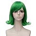 Anogol Hair Cap+Short Wavy Cosplay Wig Green Hair Costume Halloween Wigs