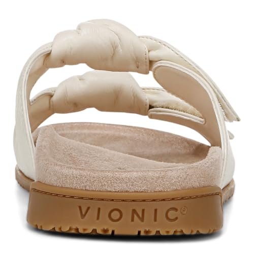 Image of Vionic Elara Women's Orthotic Comfort Slide Sandals Ivory - 6 Narrow