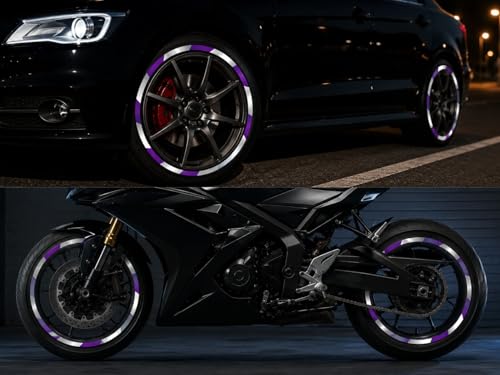 Image of WALLMATE Dual Shade Reflective Radium Strip Waterproof Self Adhesive, Safety Sticker, Night Glow Tape for Helmet, car, Scooter & Cycle Decoration (Purple-Silver, 0.5 In x 45 Mtr (1771 in) (PCK OF 2)
