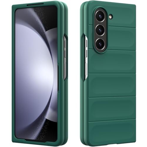 Silicone Case for Samsung Galaxy Z Fold 5, Silky-Soft Touch Cover, Anti-Scratch Phone Case with Microfiber Lining, Shockproof Full Body Protective Case with Camera Protection (Dark Green)