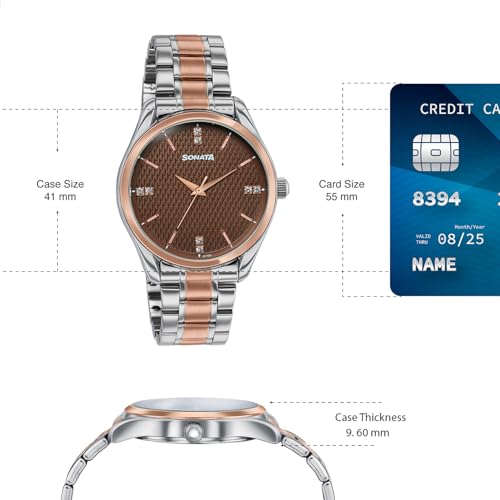 Image of Sonata Jashn with Quartz Analog Brown Dial IPS /IPRG Strap Men's Wedding Watch - 77206KM05