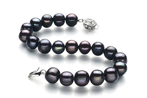 Kaitlyn Black 8-9mm A Quality Freshwater 925 Sterling Silver Cultured Pearl Bracelet For Women2