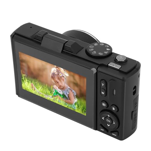 Fotocamera Digitale, Fotocamere 4K per Fotografia, Videocamera retrò da 64MP UHD 4K Zoom 18X Autofocus con Bilanciamento del Bianco, Scatto Continuo, Stabilizzazione e (BLACK)