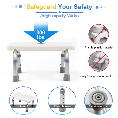 Icedeer Adjustable Height Step Stool For Adults 330 Lbs Capacity, Kids Kitchen Step Stools With A Non-Slip Platform, Toilet Assistance, Portable Footstool For Home, Bath, Bedroom, Rv, 7"-10" (White) #TOP2