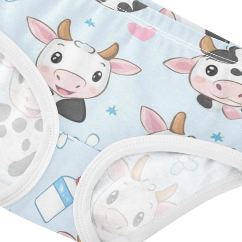 Wusikd Cute Cow Milk Girls' Underwear Cotton Cartoon Girls Briefs Soft Toddler Underwear 2T4