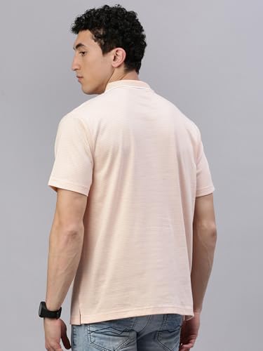 Image of Classic Polo Men's Half Sleeve Polo Neck Authentic Fit Striped Cotton T-Shirt