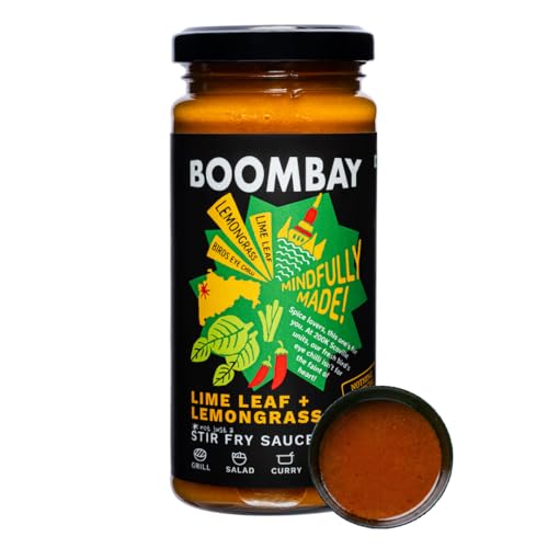 Image of BOOMBAY Thai Lemongrass & Lime Leaf Stir Fry Sauce (250g)|Asian Cooking Sauce for Noodles, Rice, Marinade, Dip for Spring Roll | Used as a Thai Curry Paste| Clean Label, Plant-Based, No Bad Oils