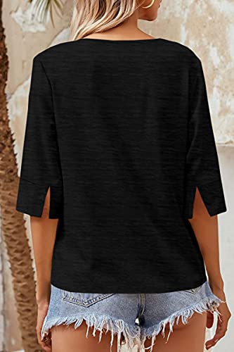 Grlasen Women Fashion Half Sleeve V-Neck T-Shirt Solid Loose Basic Tops3