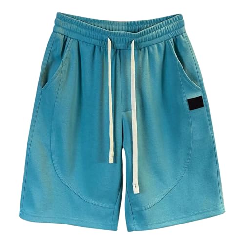 SUPTTING Pantalones cortos simples para hombre, pantalones de ocio, pantalones de dormir de un solo color, cómodos pantalones de salón, pantalones elásticos de yoga, ropa de casa ligera, pantalones de
