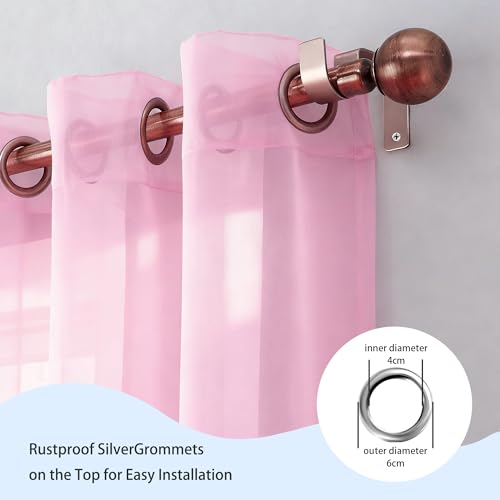 Voile transparent rose 125x245 pour bloquer les regards indiscrets - 5