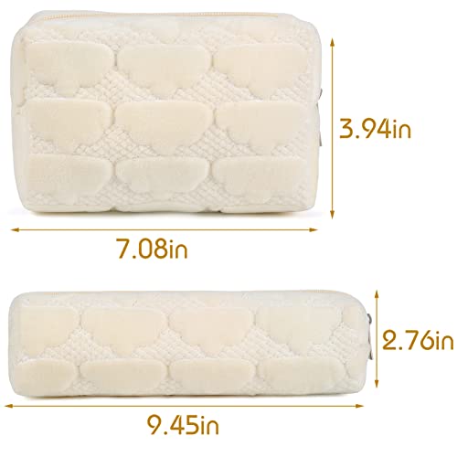 Small Makeup Bag For Purse Fuzzy Makeup Pouch Cute Cosmetic Bag Aesthetic Pencil Case For Women Travel Toiletry Bag Plush Makeup Bag Makeup Brushes Storage Bag Zipper Pouches For Organizing (White) #TOP5