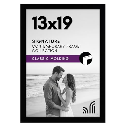 Americanflat 13x19 Picture Frame with Shatter-Resistant Glass - Signature Collection - Gallery-Style Frames Made of Engineered Wood - Photo Frame for Wall Display - Black