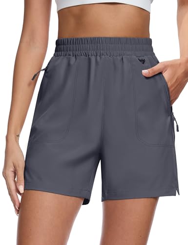 MAGCOMSEN Womens Golf Shorts 5 Inch Lightweight Quick Dry Hiking Cargo Water Shorts 2025 Summer Casual Travel Grey, XL
