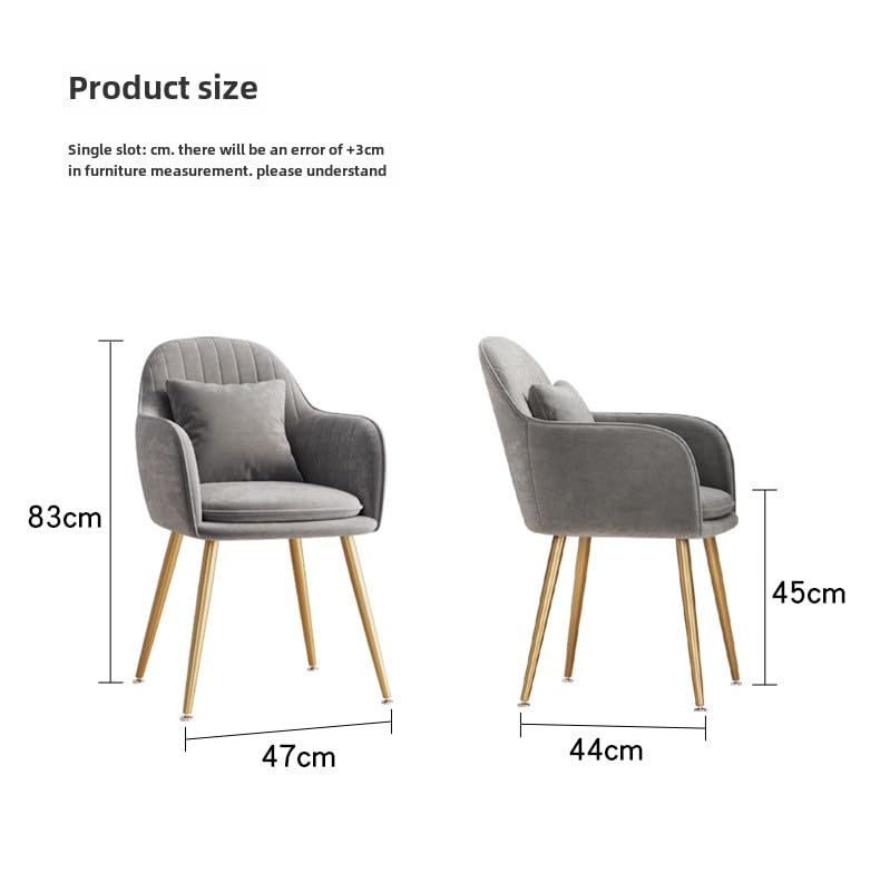 Armchair Living Room Leisure Chairs,Upholstered Makeup Accent Reading Chair,Office Desk Vanity Stool Chairs with Metal Legs (White [Golden Legs, No Pillow])