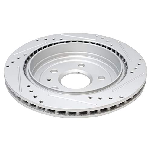 Image of TRQ Performance Rear Brake Pad and Rotor Set Ceramic Coated Drilled Slotted